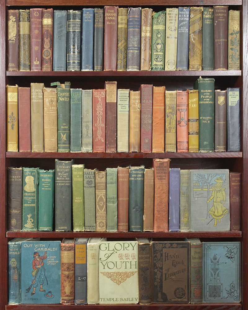 Antique Shabby Blue and Green Distressed Books for Display